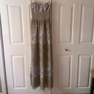 BCBG gray lace maxi dress